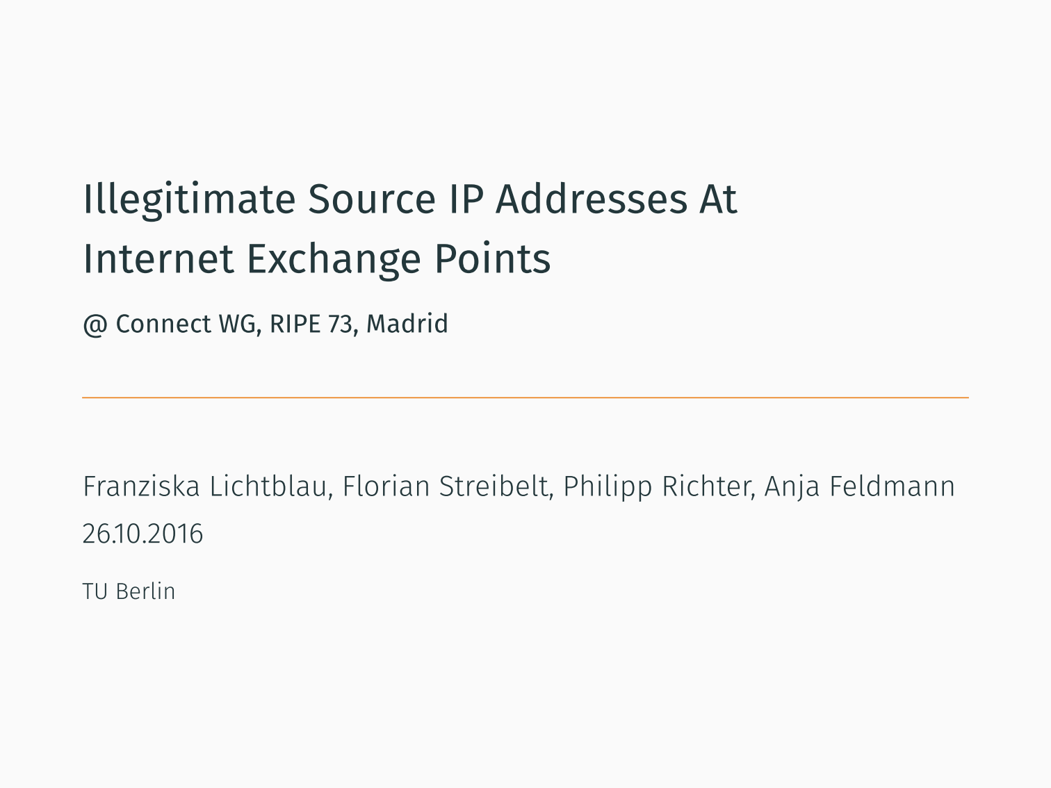 Illegitimate Source IPs At IXPs – Franziska Lichtblau